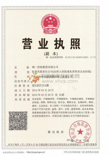 钢一控股集团有限公司营业执照