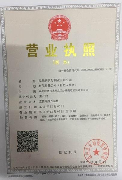 温州真真好钢业有限公司营业执照