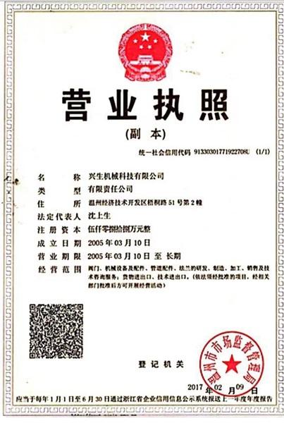 兴生机械科技有限公司营业执照