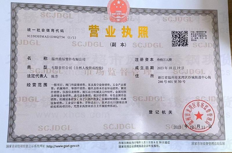 温州鼎辰管件有限公司营业执照